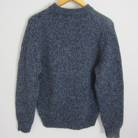 Vintage LL Bean Ragg Sweater Mens M Blue Black LS Marled Lambswool Outdoor Wool - Picture 10 of 10